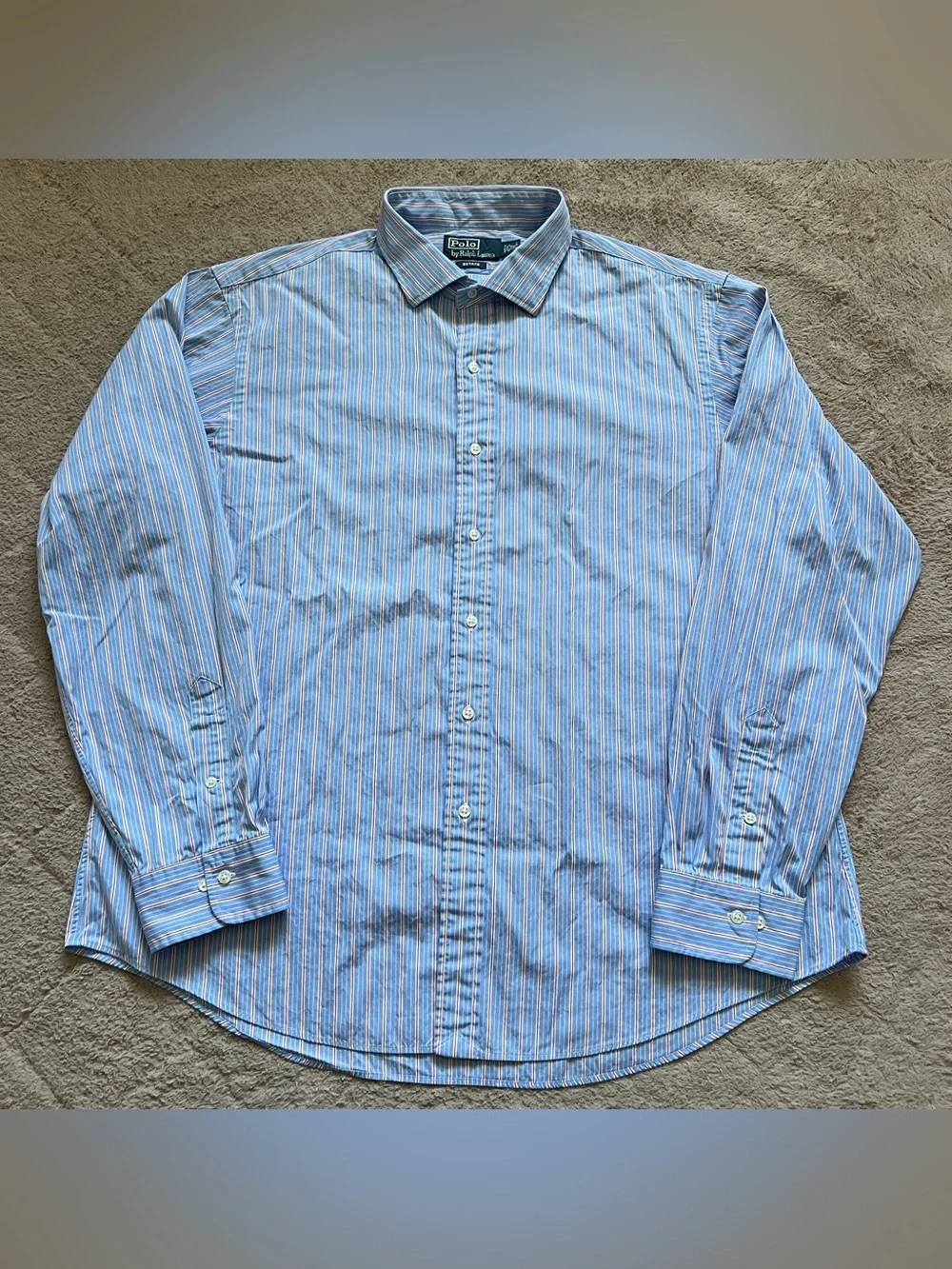 Polo Ralph Lauren Striped Button Down Shirt Preppy Old Money Western Sz 18 36/37